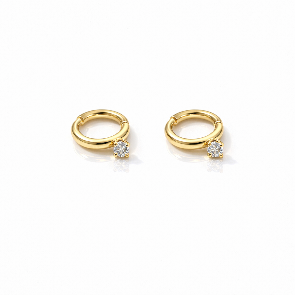 Soft Glow Gold CZ Hoops