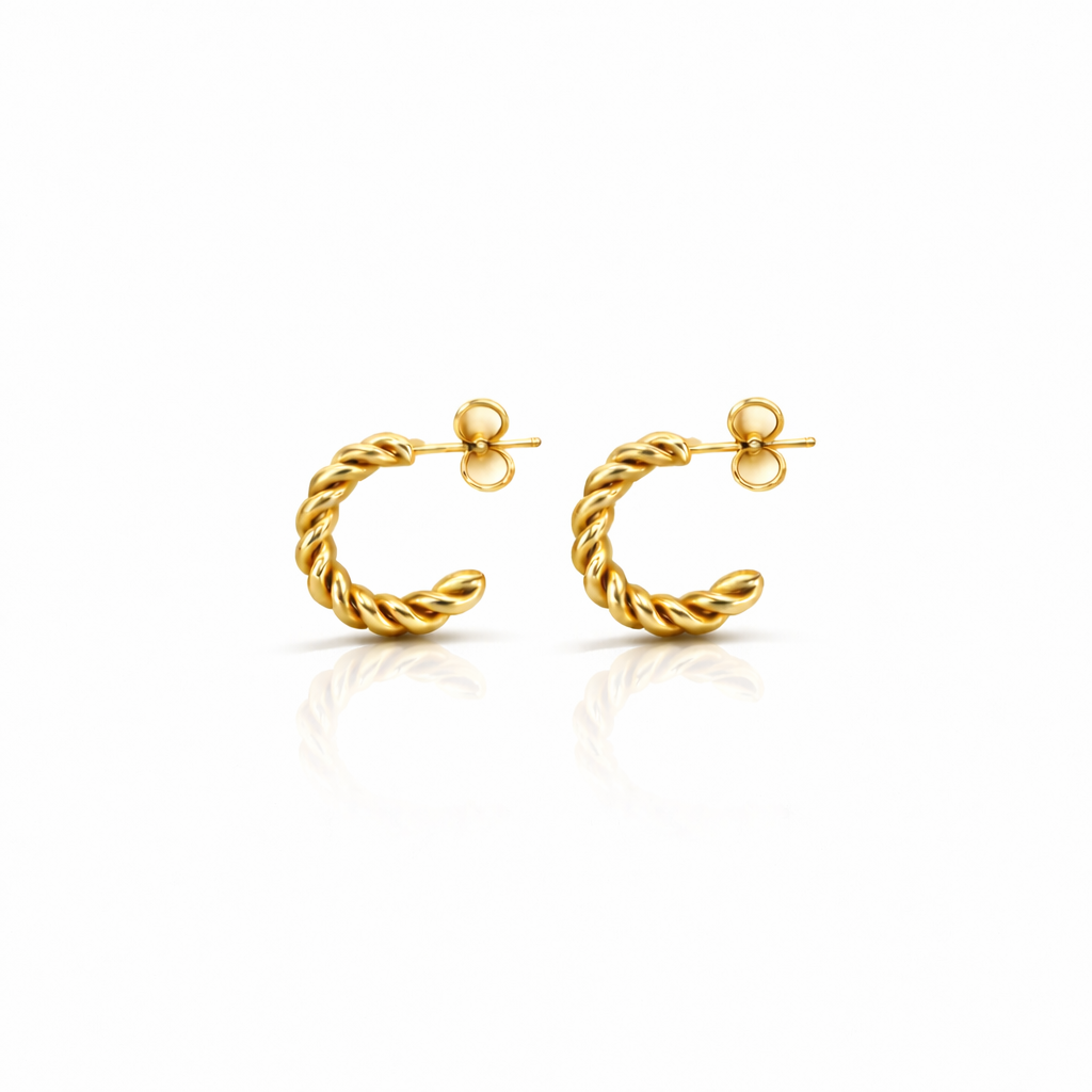 Twisted Gold Hoops - size options
