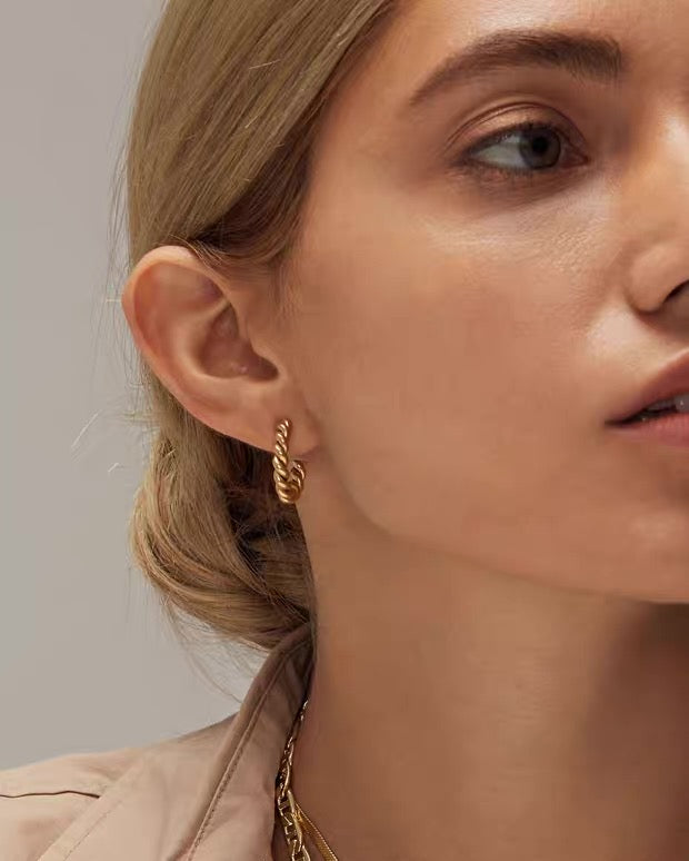 Twisted Gold Hoops - size options