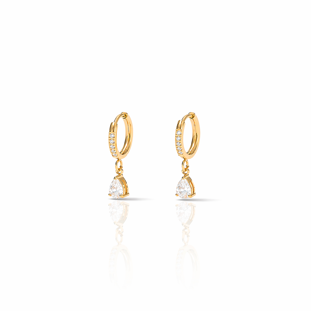 Elara CZ Gold drop Hoop Earrings