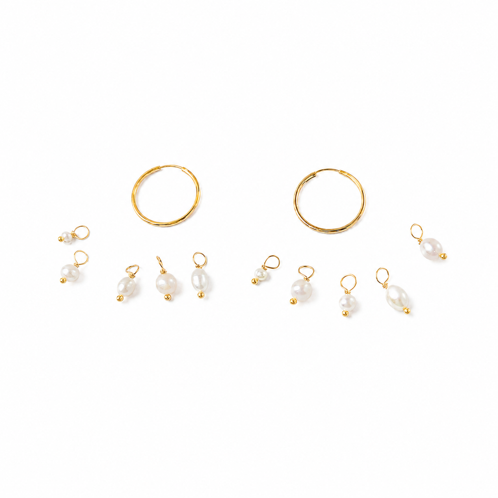 Kaia Pearl Charm Hoops