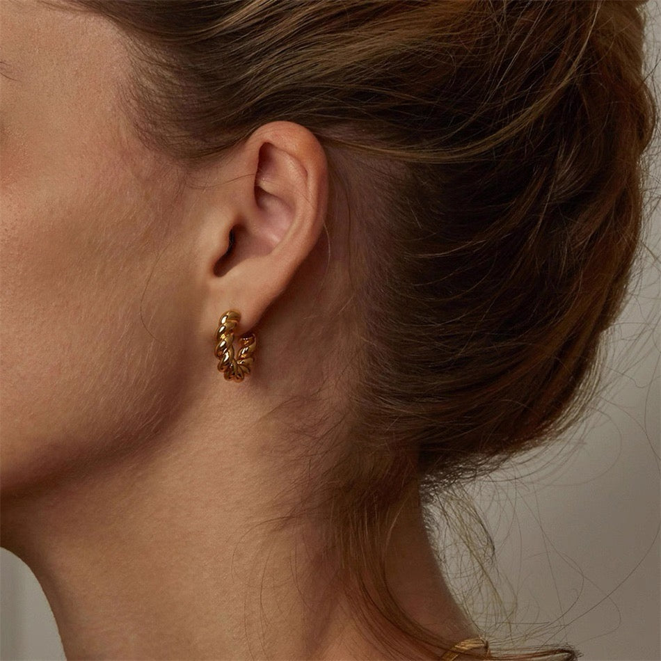 Twisted Gold Hoops - size options