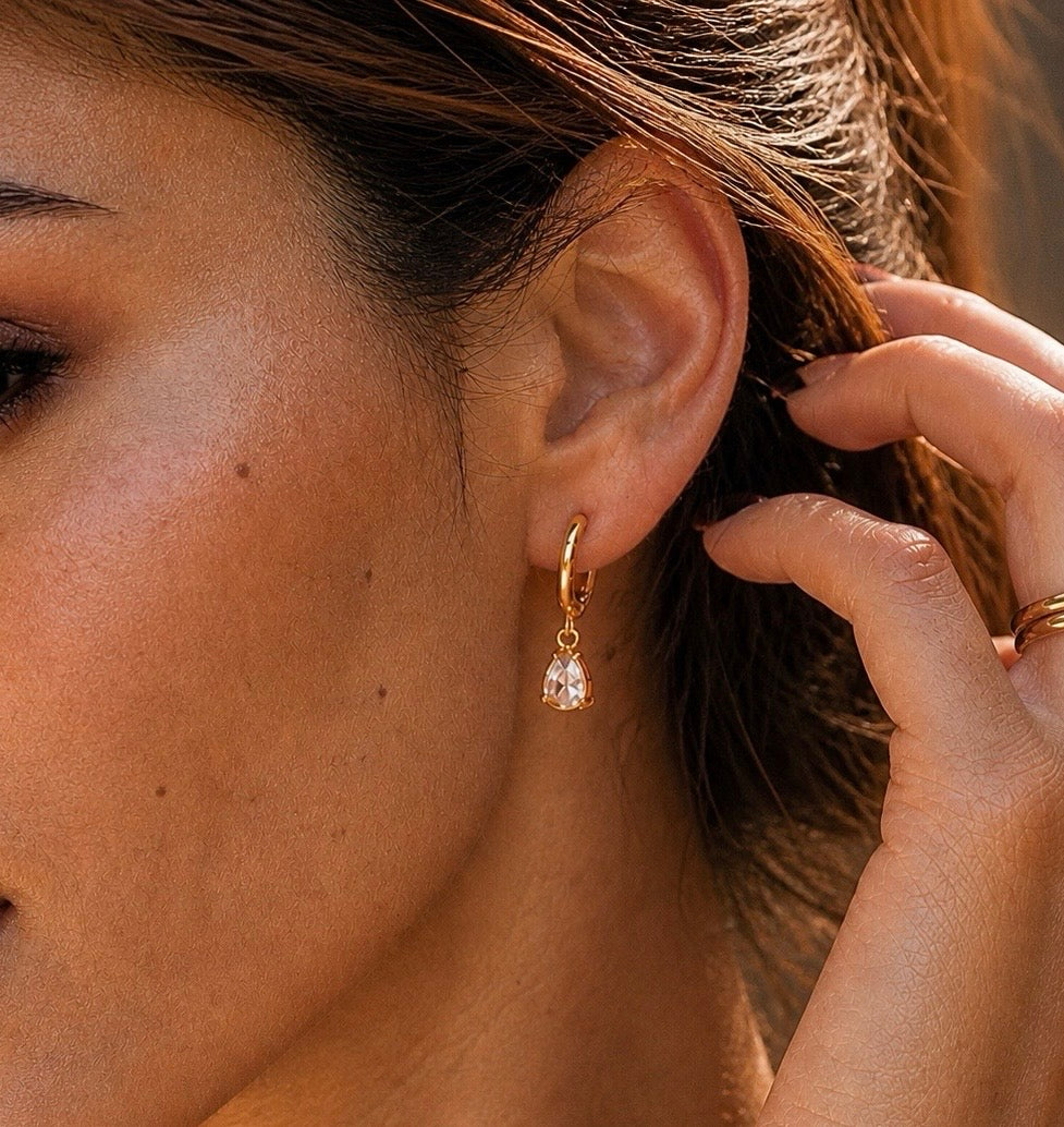 Minimal CZ Drop Huggie Hoops