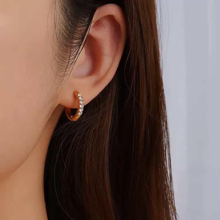 Classic CZ Huggie Earrings - White