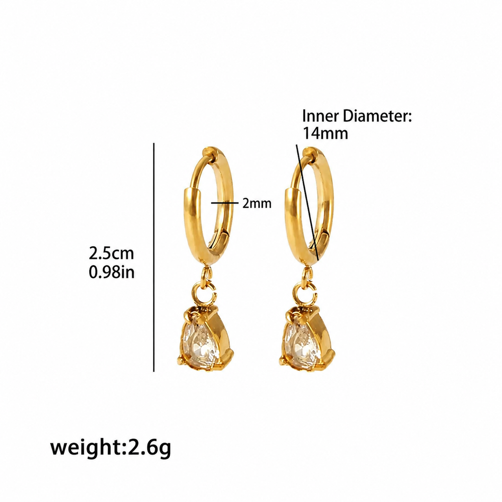 Minimal CZ Drop Huggie Hoops