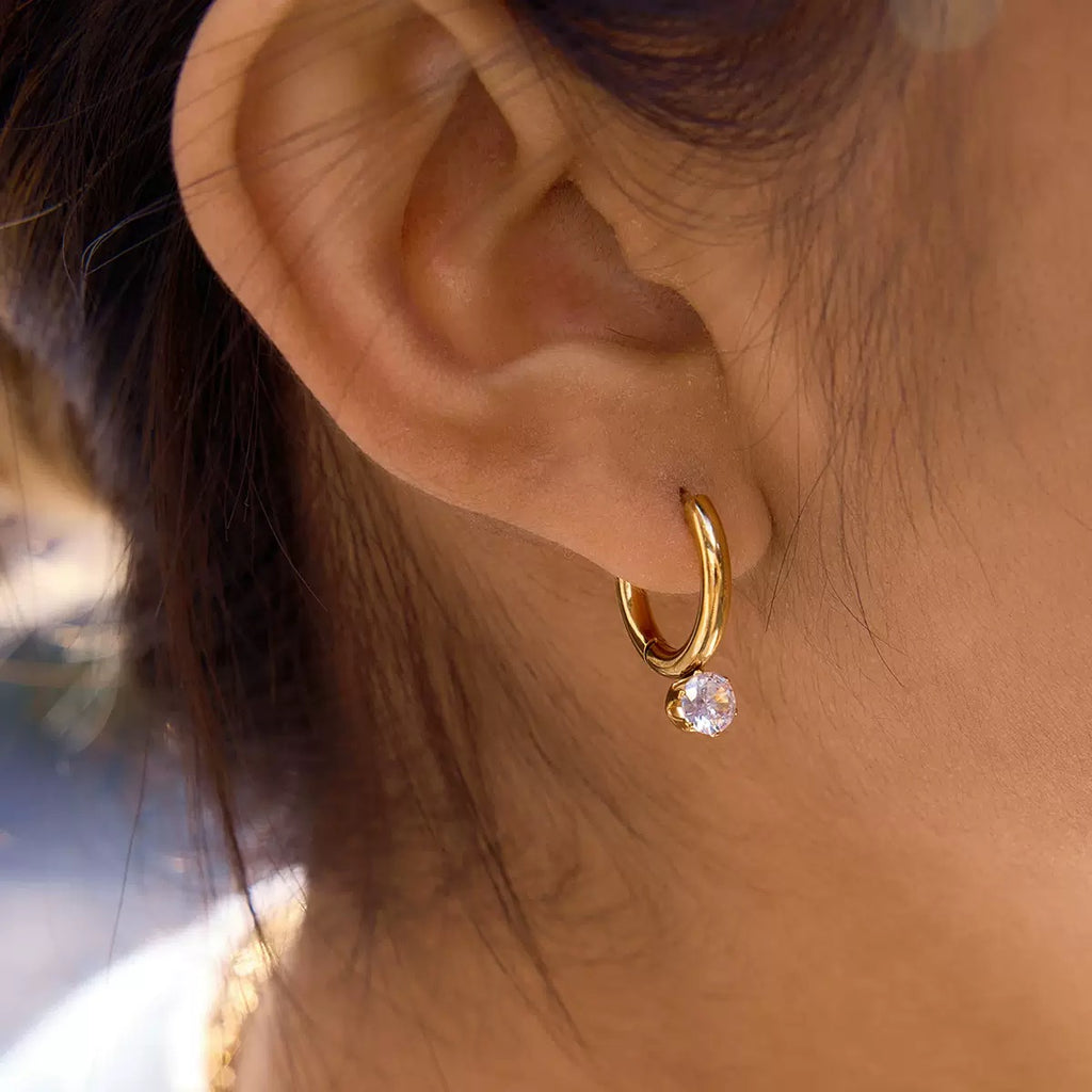 Soft Glow Gold CZ Hoops