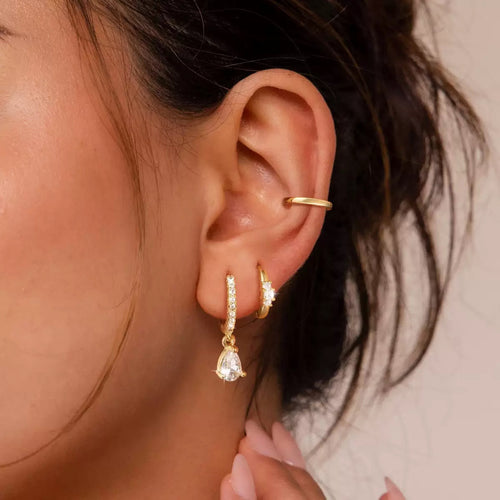 Elara CZ Gold drop Hoop Earrings