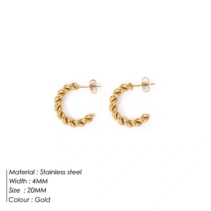 Twisted Gold Hoops - size options