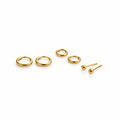 Gold Hoop & Stud Earrings set (3 pairs)
