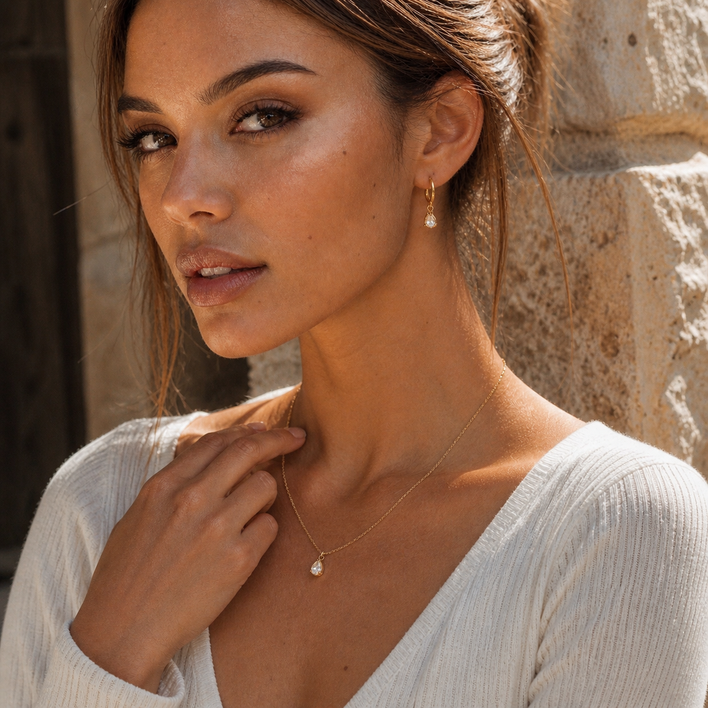 Minimal CZ Drop Huggie Hoops