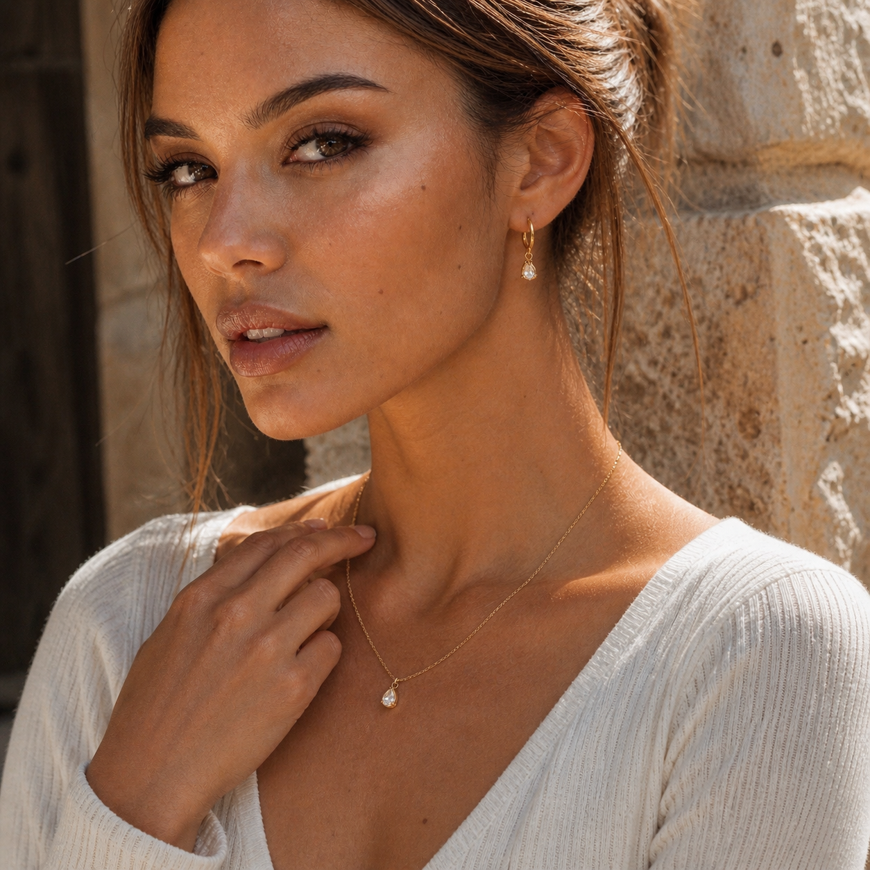 Minimal CZ Drop Huggie Hoops