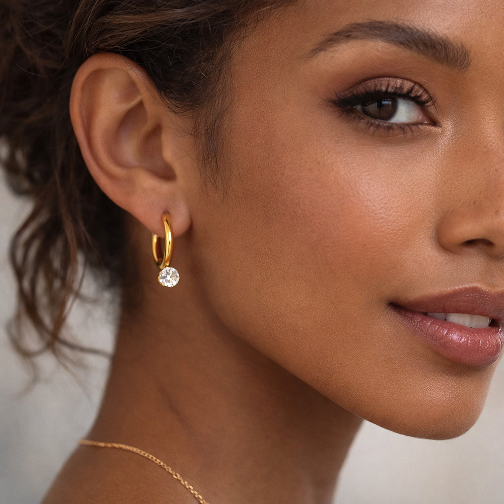 Soft Glow Gold CZ Hoops