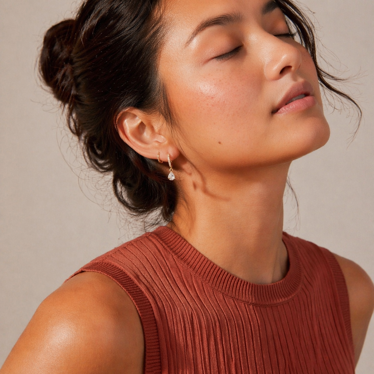 Elara CZ Gold drop Hoop Earrings