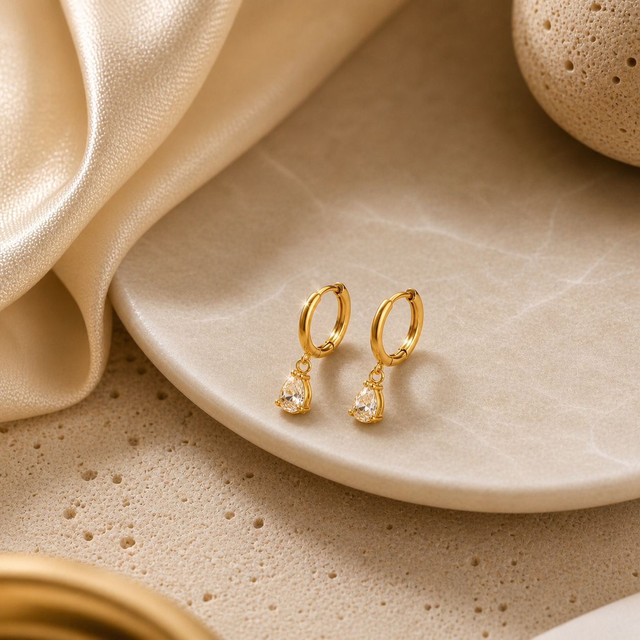 Minimal CZ Drop Huggie Hoops