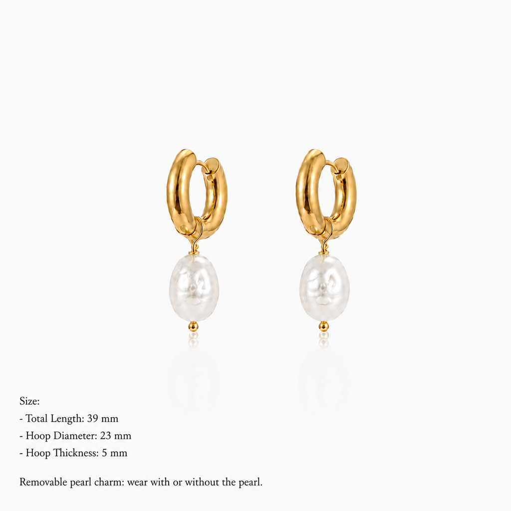 Mila Gold Pearl Hoops