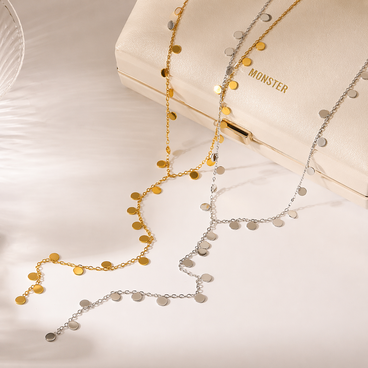 Gold Dainty Disc Drop Necklace