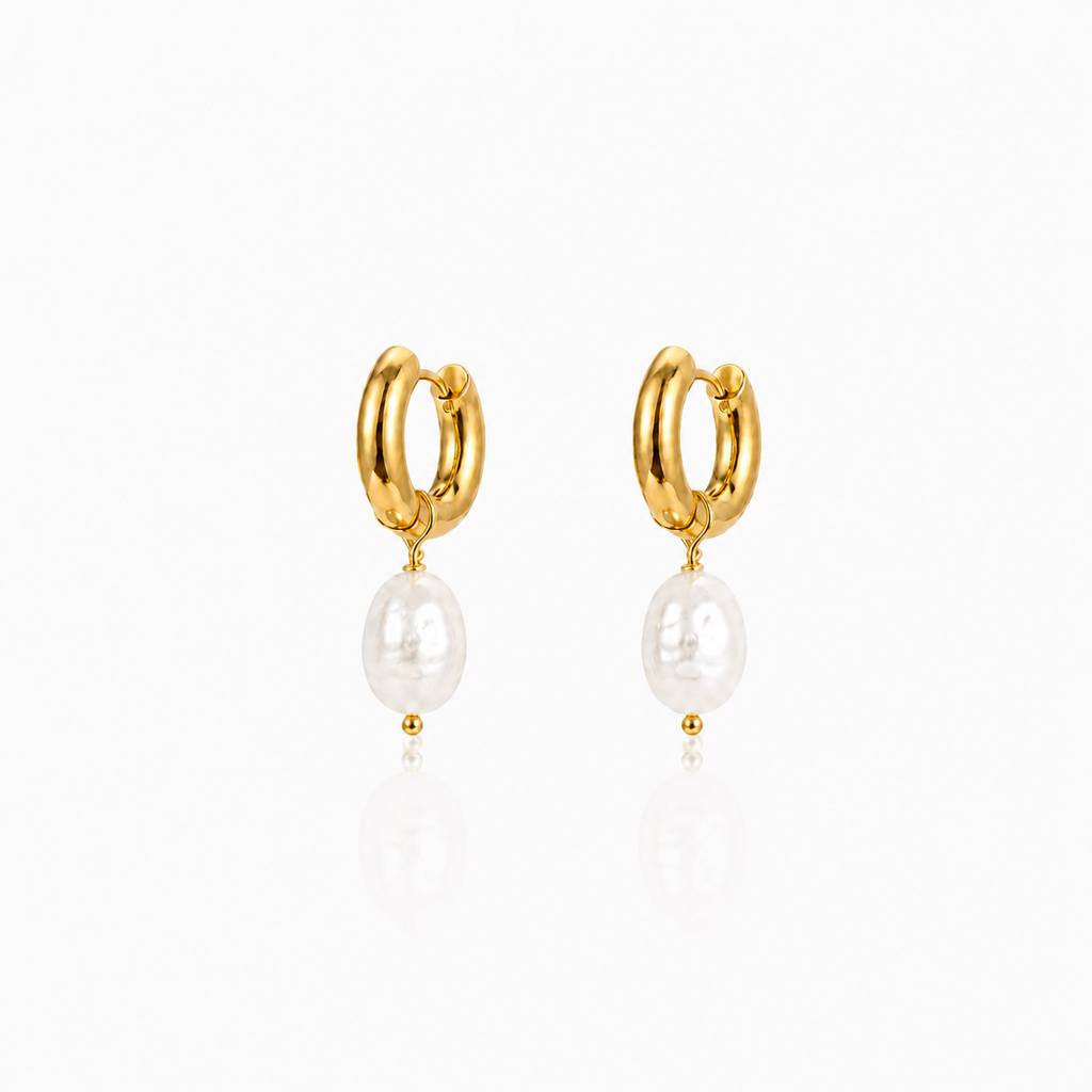 Mila Gold Pearl Hoops