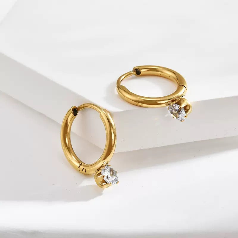 Soft Glow Gold CZ Hoops