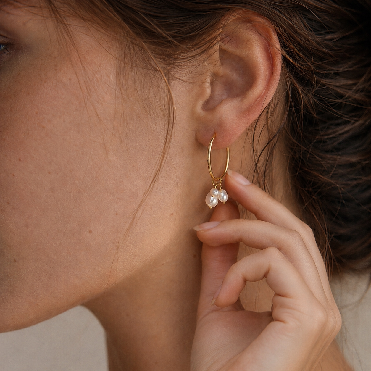 Kaia Pearl Charm Hoops