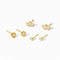 Gold CZ Stud Earrings Set(3 Pairs)