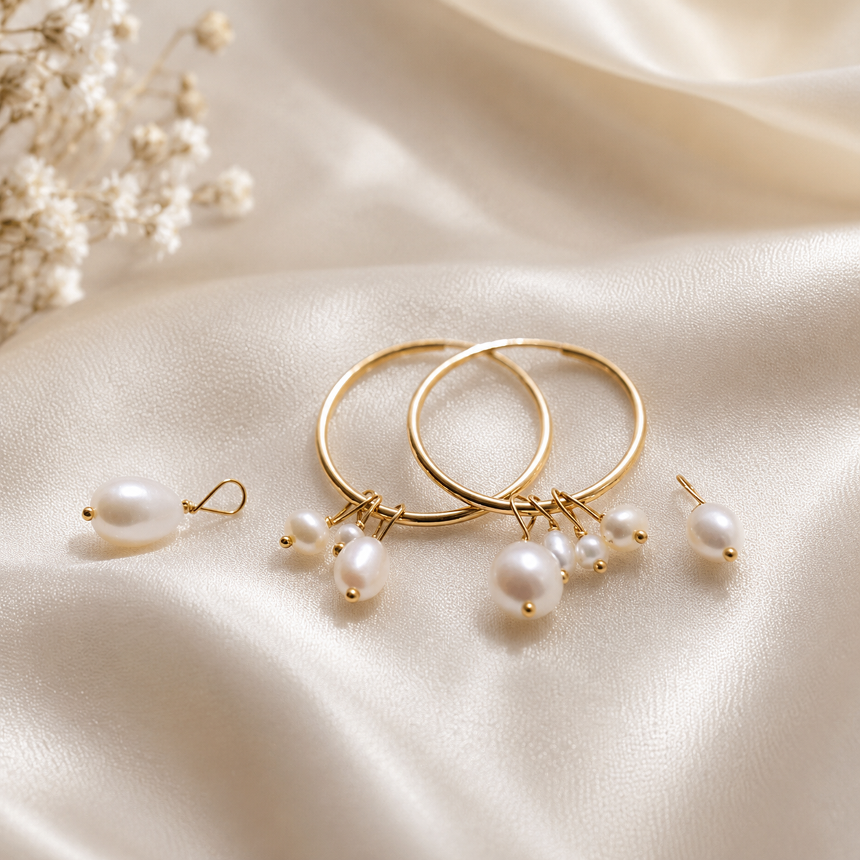 Kaia Pearl Charm Hoops