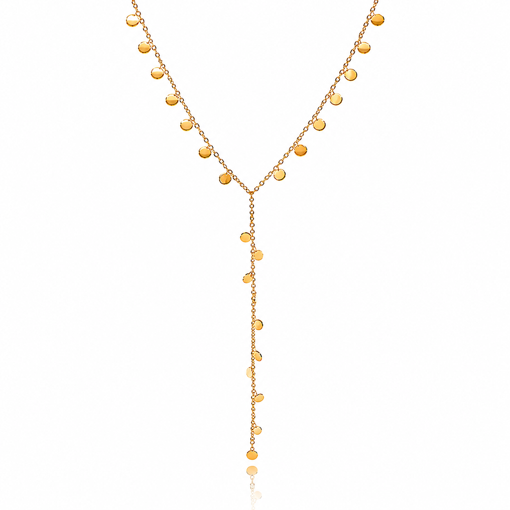 Gold Dainty Disc Drop Necklace