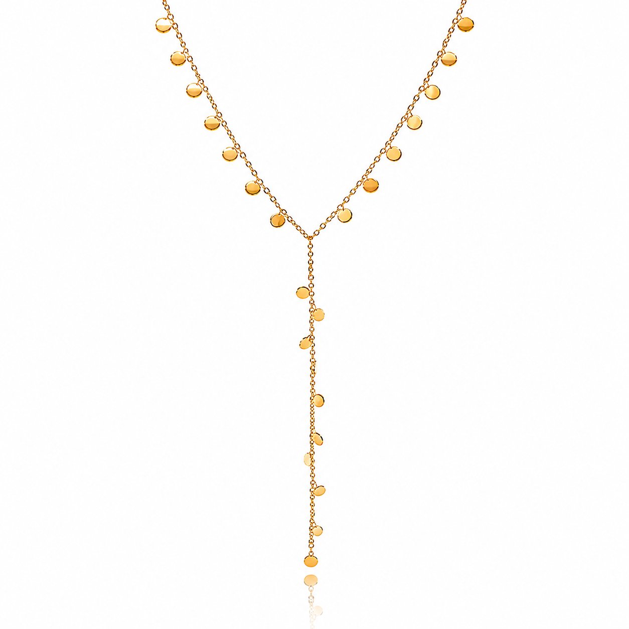 Gold Dainty Disc Drop Necklace