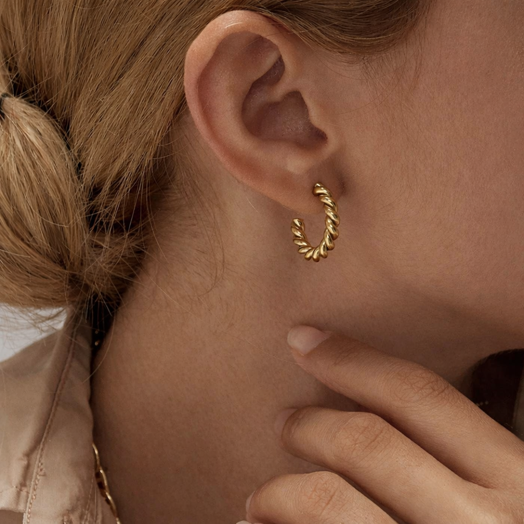 Twisted Gold Hoops - size options