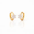 Floral Huggie Earrings - White CZ