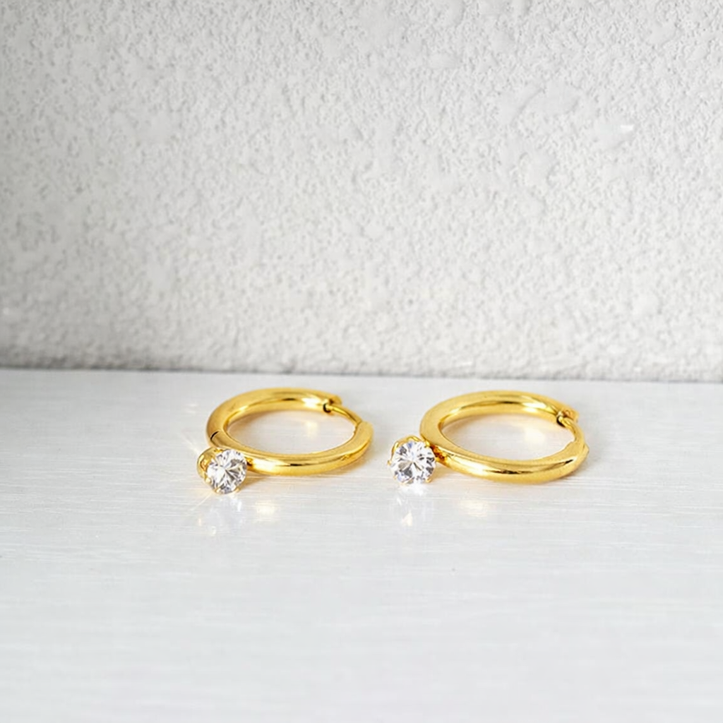 Soft Glow Gold CZ Hoops