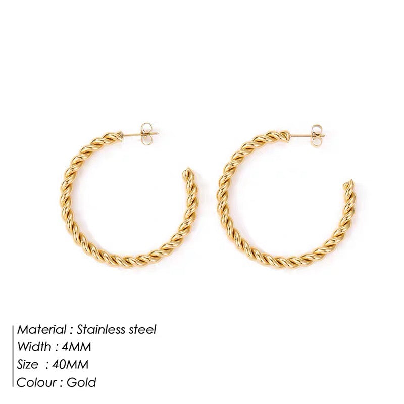 Twisted Gold Hoops - size options