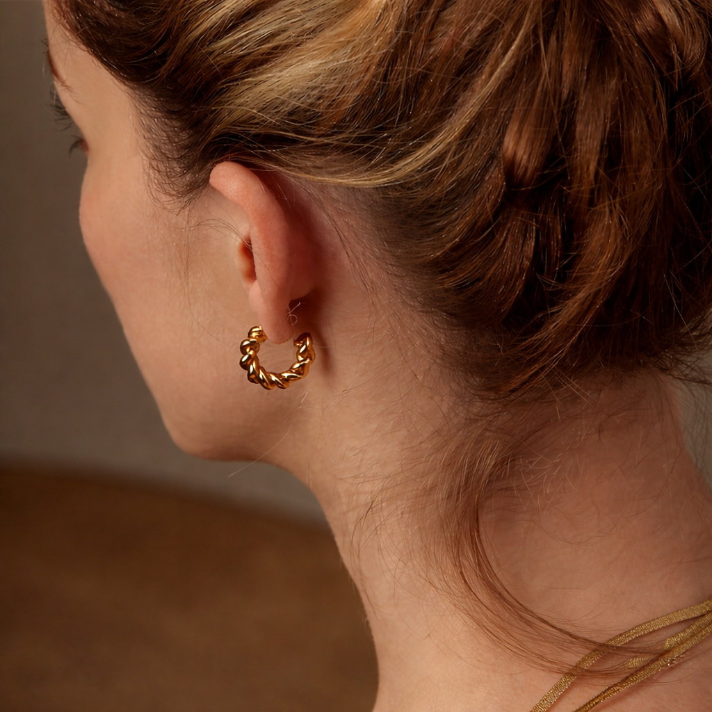 Twisted Gold Hoops - size options
