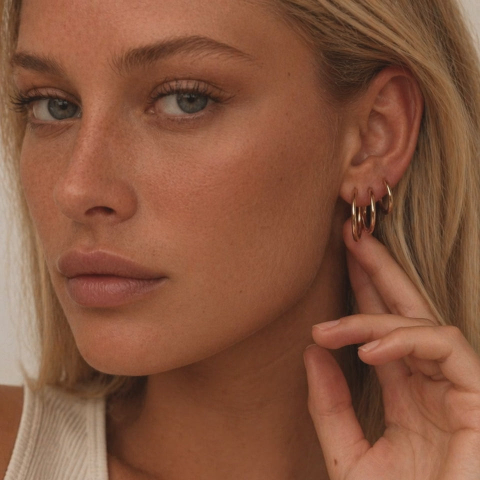 Grace Gold Hoop Set of 3 Pairs