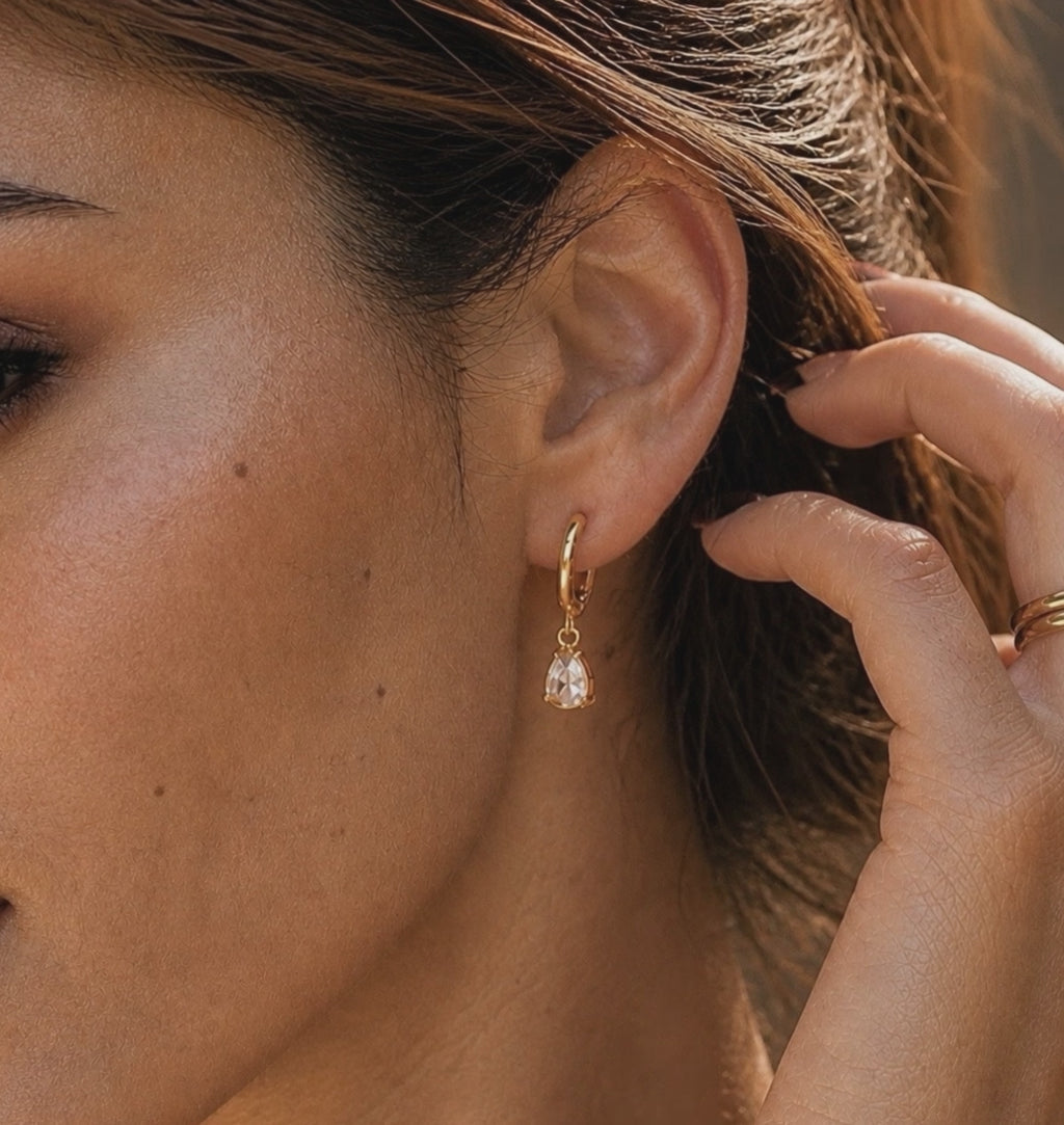 Minimal CZ Drop Huggie Hoops