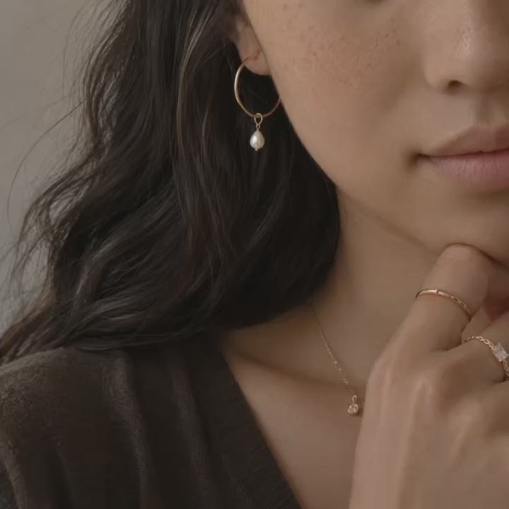 Kaia Pearl Charm Hoops